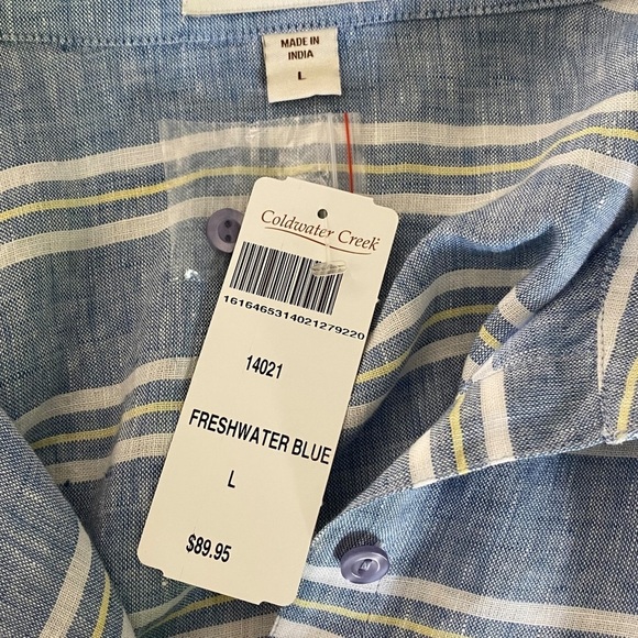 COLDWATER Creek | Freshwater Blue Stripe Lakeside Linen Button-Up Tunic - Picture 9 of 9